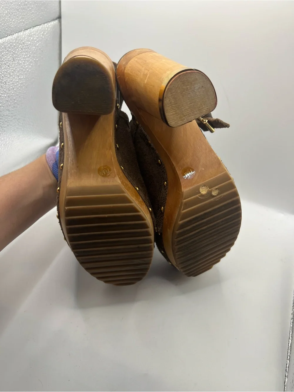 Tory Burch Brown Suede Brayden Slingback Clogs